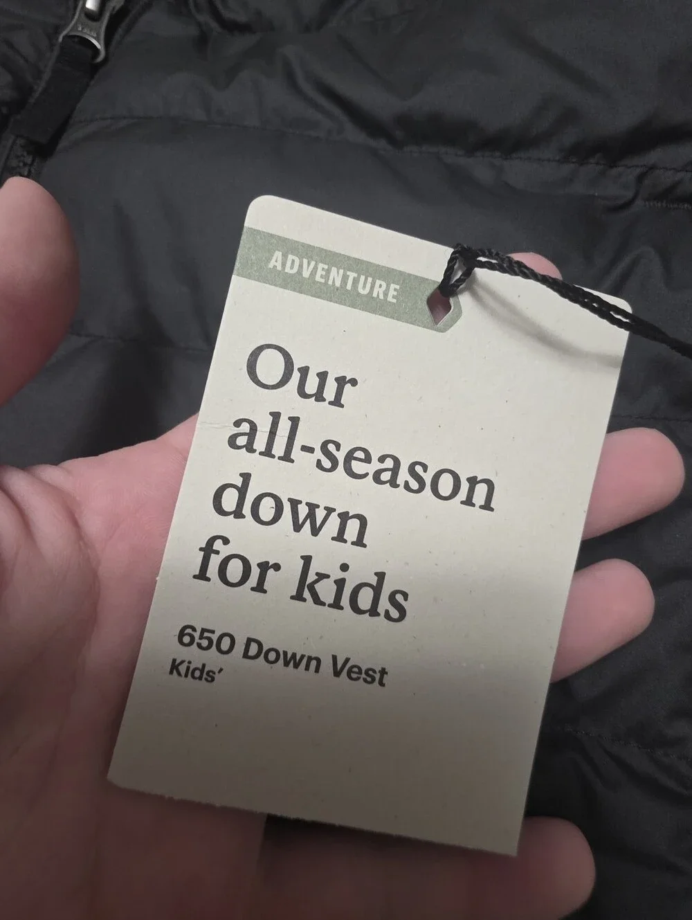 REI Co-op Down 650 Kids Black Vest NWT Size Large Unisex